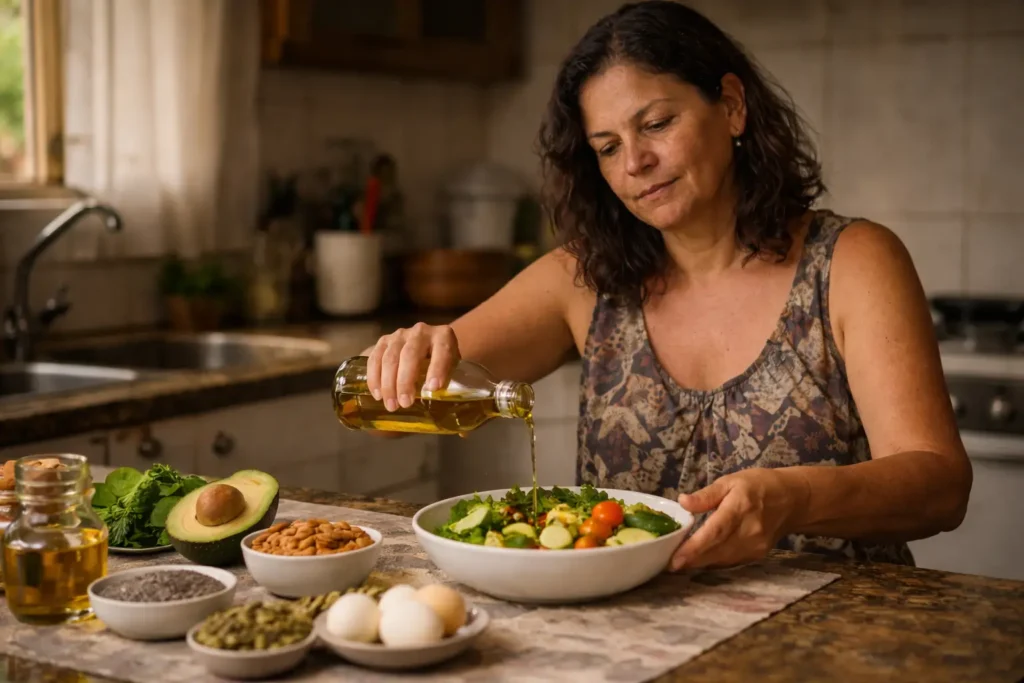 Azeite de qualidade na salada